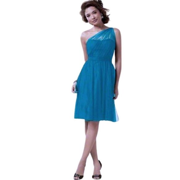 Alfred Angelo Dresses & Skirts - Alfred Angelo Tulle One Shoulder Bridesmaid Bermuda Blue Dress